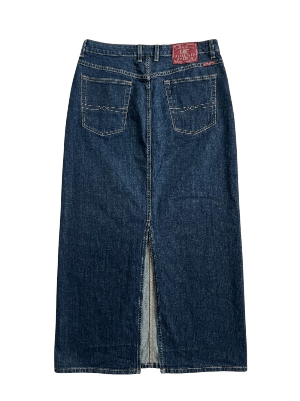 VTG Lucky Brand Dungarees Made in USA Denim Maxi Skirt Size 14/32